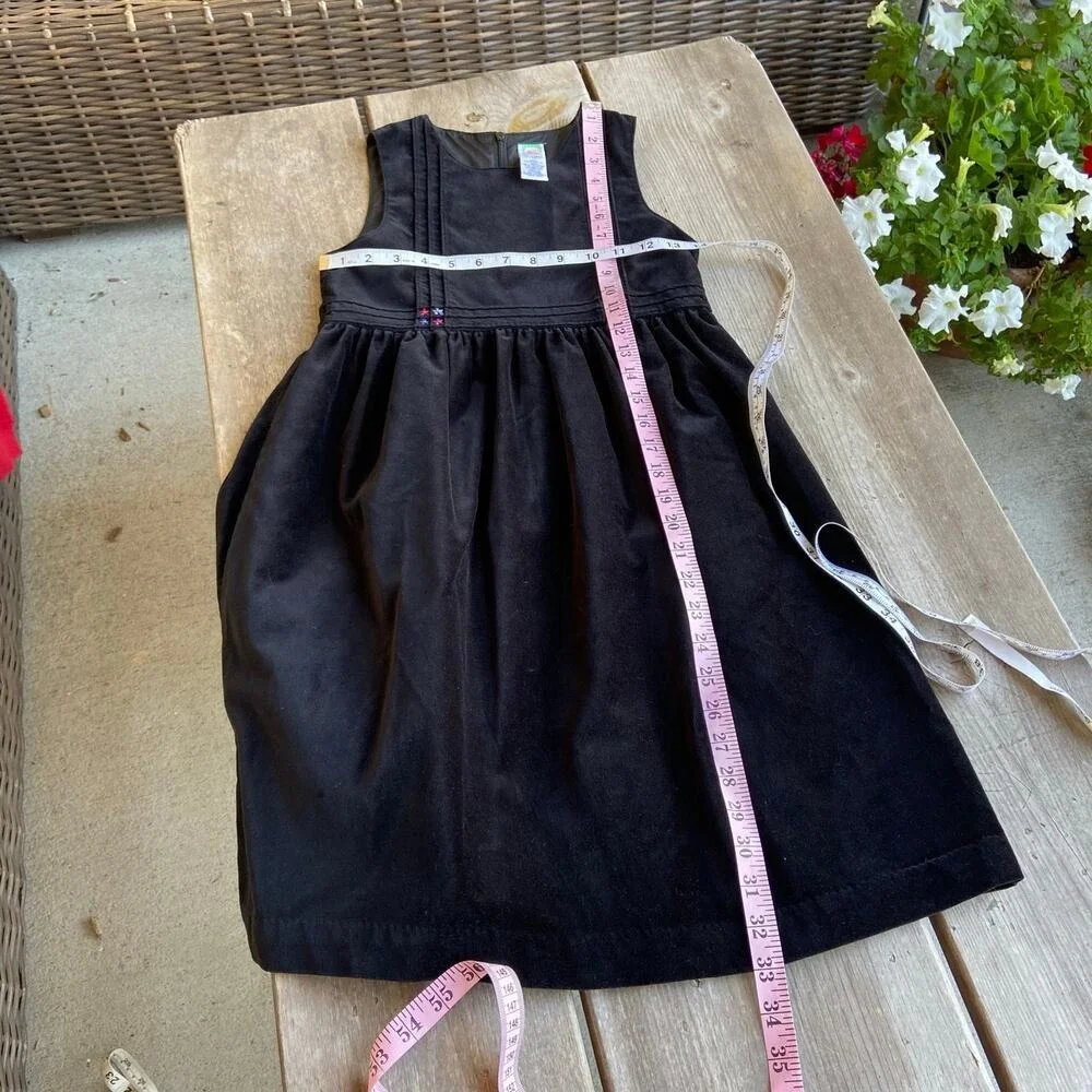 Gymboree Girls Dress Sz 7 Black Velvet Pintuck Jumper Holiday Cheer Vintage‎ XXL